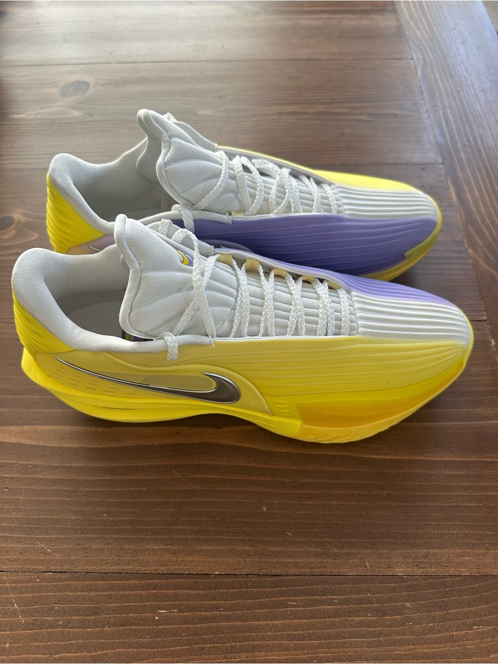 Nike Men’s Sneakers - White, Yellow & Purple Accent